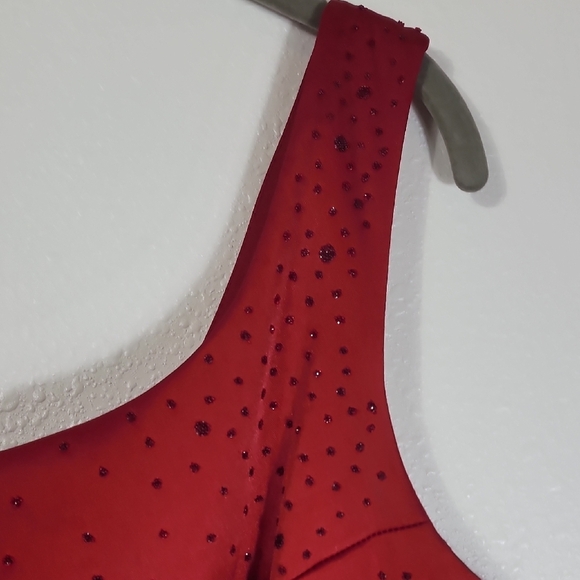 Rampage Y2K Maxi Prom Dress Size 5 Red High Slit One Shoulder Sequin 90s Formal - Picture 6 of 15